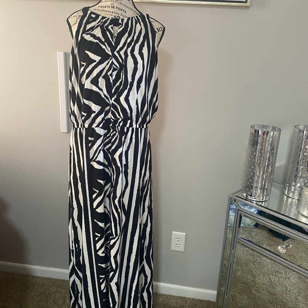 Chico's Black and White Zebra Maxi Dress